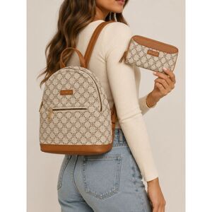 Amy Miller Backpack Wallet Set Cream Tan Floral Monogram Y2K 2 Piece Purse